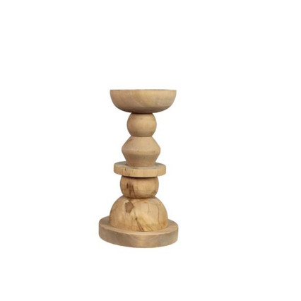 Wooden Geometric Shape Pillar Candle Holder - Medium