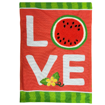 Watermelon Love Burlap Garden Flag