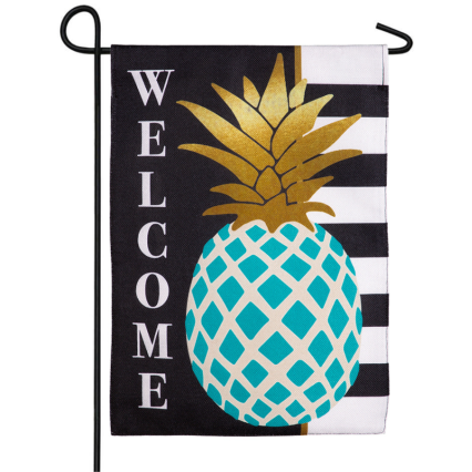 Pineapple Burlap Garden Flag