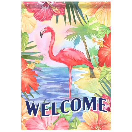 Tropical Flamingo Garden Flag