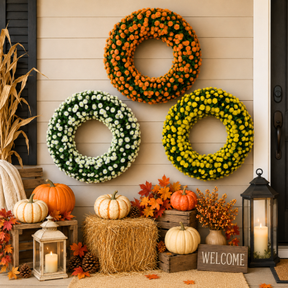 Mum Wreaths 22" - UV Protected