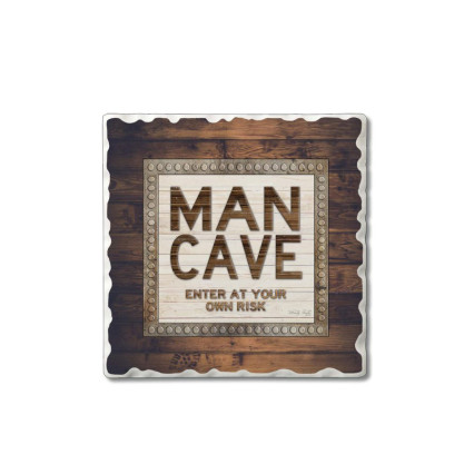 4 Pack Square Stone Coasters - Man Cave
