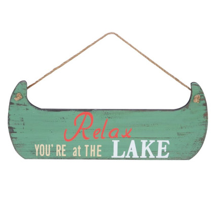 14" Relax Lake Canoe Shape Wooden Sign
