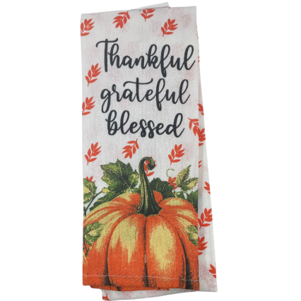 Thankful, Grateful, Blessed Pumpkin Kitchen Towel