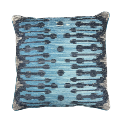 20" Blue with Black Gray Patterns Indoor Pillow