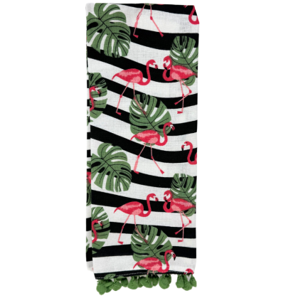 Striped Flamingo Kitchen Towel