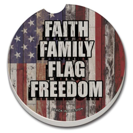 Faith, Family, Flag, Freedom Car Coaster