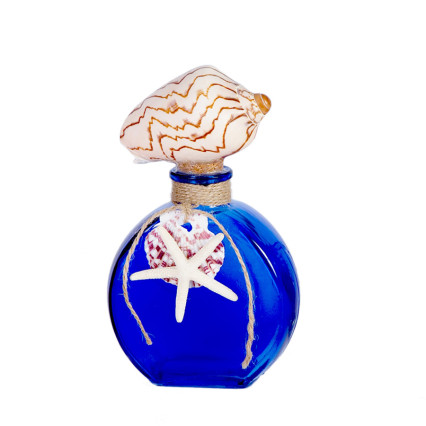 4.5" Flat Bottle w/Shells - Blue