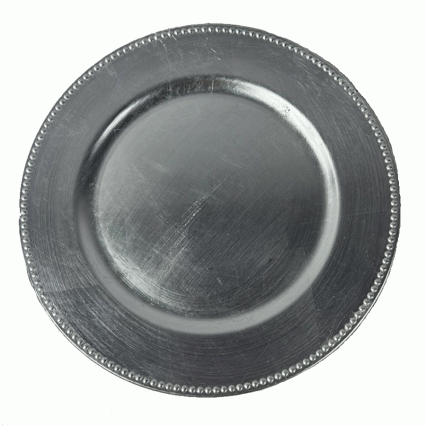 13" Beaded Charger Plate - Silver