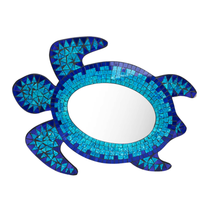 21"L Mosaic Glass Turtle Wall Mirror