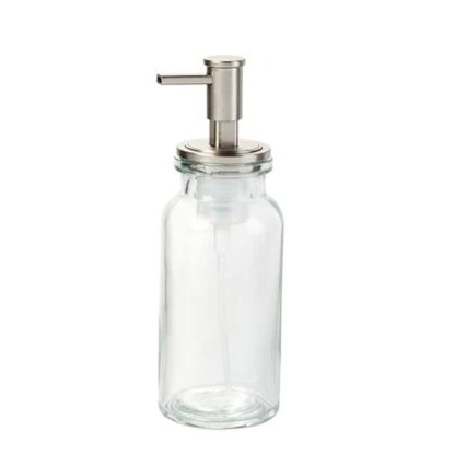 15 oz Clear Brush Nickle Glass Liquid to Foam Soap Pump