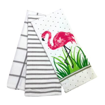 Flamingo Kitchen Towels - 3 Set