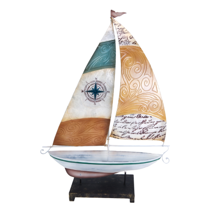 20"H Metal Boat with Script Sail