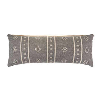14" x 36" Frost/Gray Embroidered Geometric Indoor Pillow