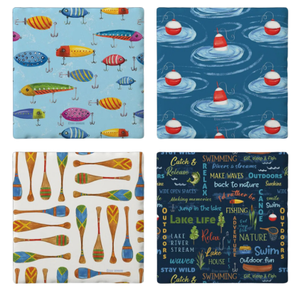 Lake Living 4 pc Square Coaster Set