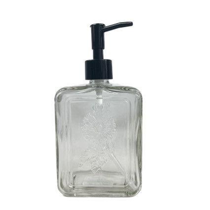 Flower Etched Glass Soap Pump