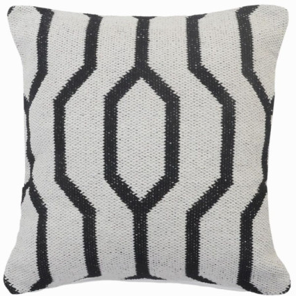 20" Black & White Geometric Indoor Pillow