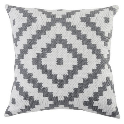 20" White & Grey Indoor/Outdoor Pillow