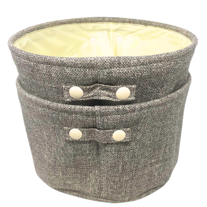 Gray Cotton Storage Bin w/ Handles - Set of 2