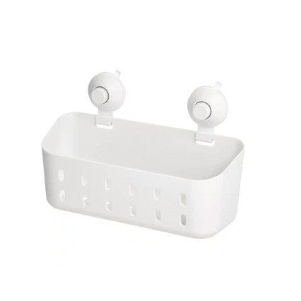 IDesign Push Lock Rectangle Suction Basket - White