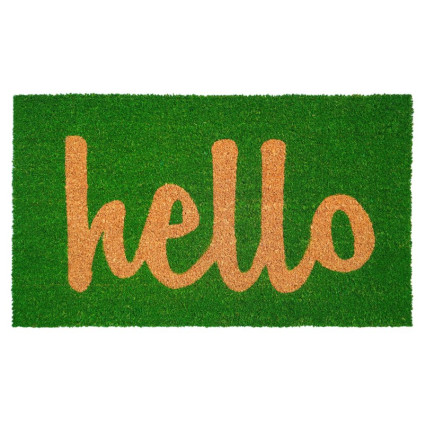 Hello on Green Doormat