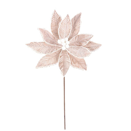 22" Frosted Poinsettia Stem - Natural