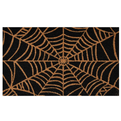 Spider Web on Black Doormat