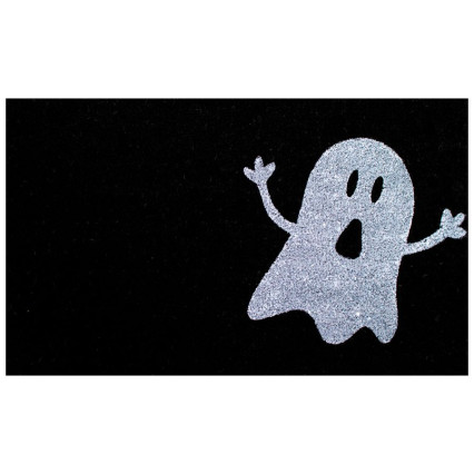 Ghost on Black Coir Doormat