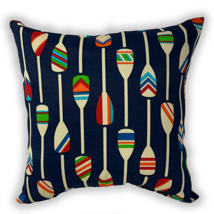 17" Paddles on Navy Outdoor Pillow