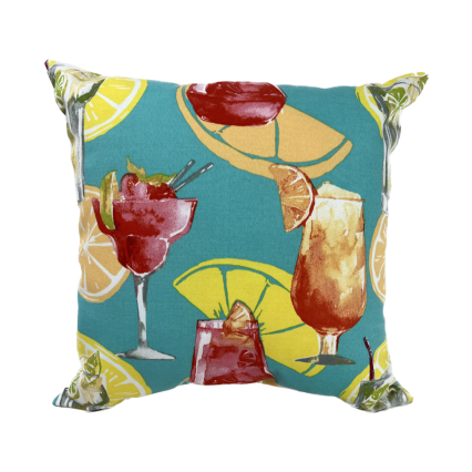 17" Party Time Aqua Outdoor Pillow