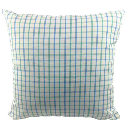 17" Blue & Sage Grid Outdoor Pillow