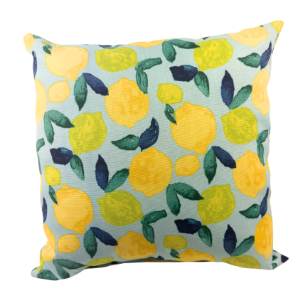 17" Lemon Burst on Blue Outdoor Pillow