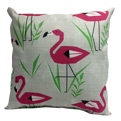 17" Outdoor Pillow Ringo Jazz Pink Flamingo