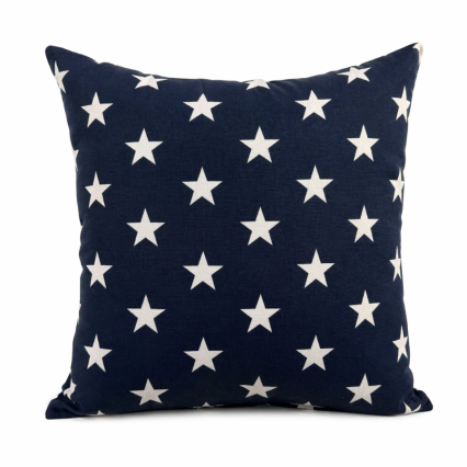17" White Stars on Navy Outdoor Pillow