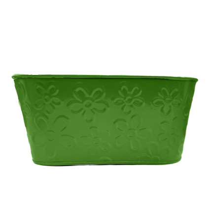 10"L Metal Oval Planter- Green