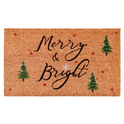 Merry & Bright on Natural Doormat