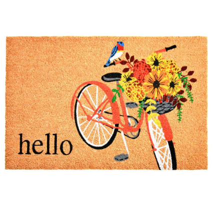 Floral Bicycle Hello Doormat