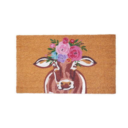 Floral Cow Doormat