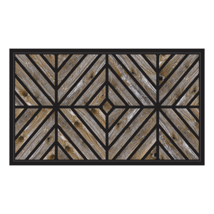 18"x30" Rubber Doormat- Grey Geometric