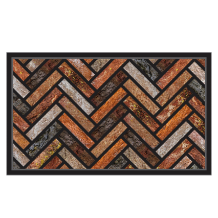 18"x30" Rubber Doormat- Natural Earth Merringbone