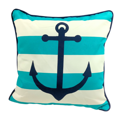 20" Striped Anchor Pillow