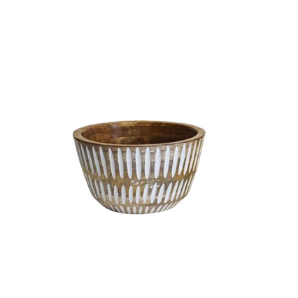 7.75" Wooden Nesting Bowl w/White Accents