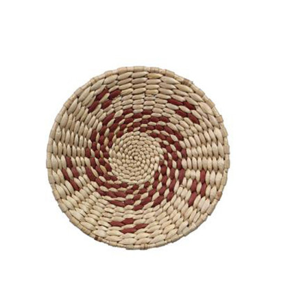 Natural Woven Basket/Wall Decor - Narrow Red Swirl