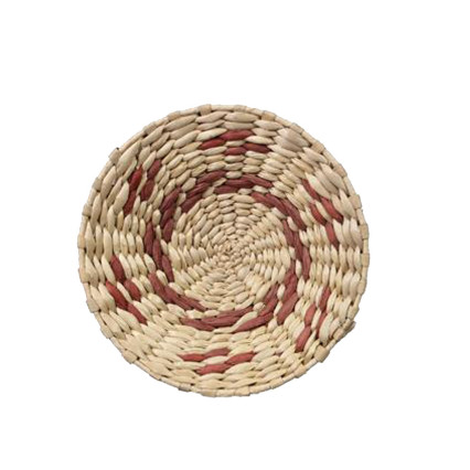 Natural Woven Basket/Wall Decor - Wide Red Swirl
