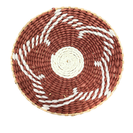 Natural Woven Basket/Wall Decor - Red Floral Design