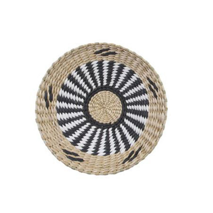 Natural Woven Basket/Wall Decor - B&W Stripe Center