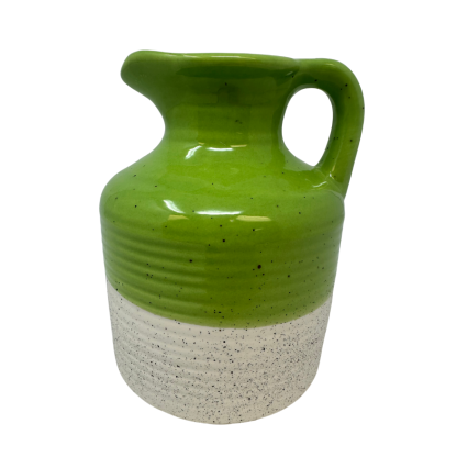 6"x 4" Green & White Stoneware Pitcher Vase