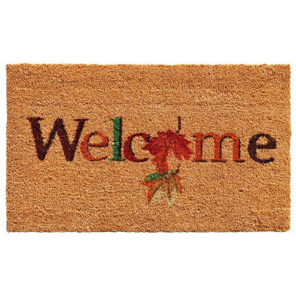 Colorful Welcome with Leaf Doormat