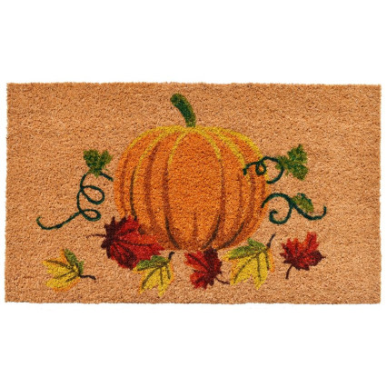 Pumpkin on Leaves Doormat