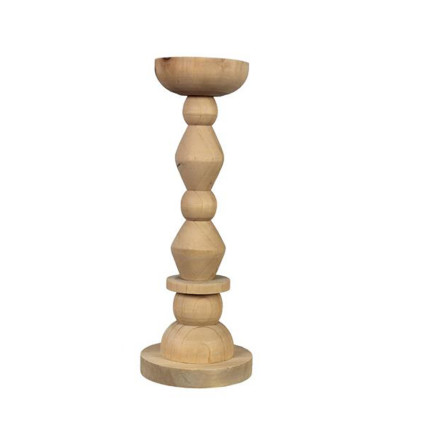 Wooden Geometric Shape Pillar Candle Holder - Large